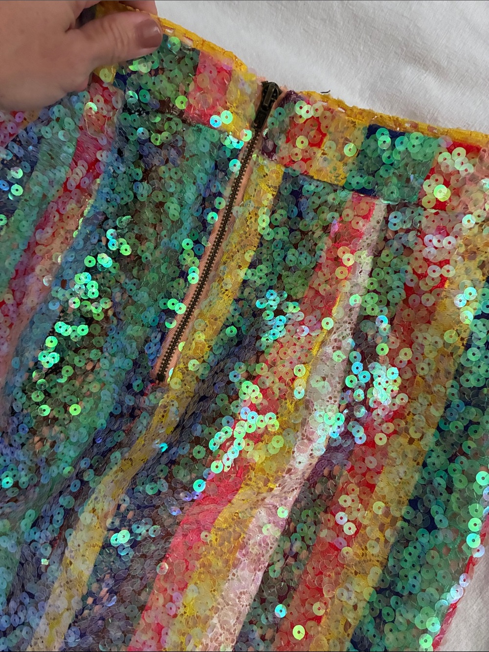 Anthropologie Multicolor Sequin Stripe Midi Skirt - Picture 3 of 3